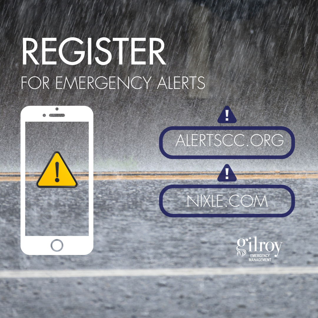 RAIN DROPS with emergency alert signup information