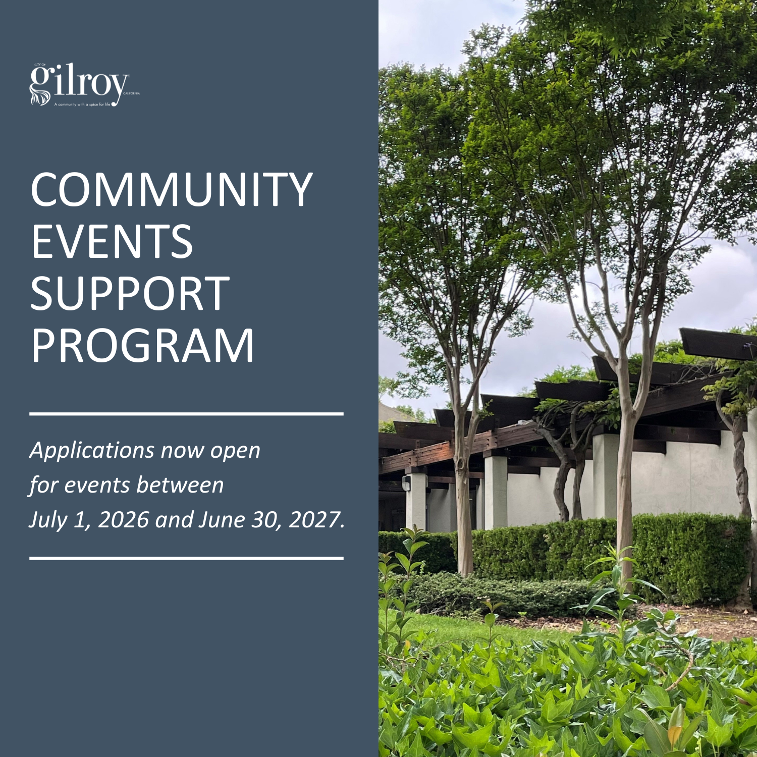 Community Events Support Program applications open, trees in the background